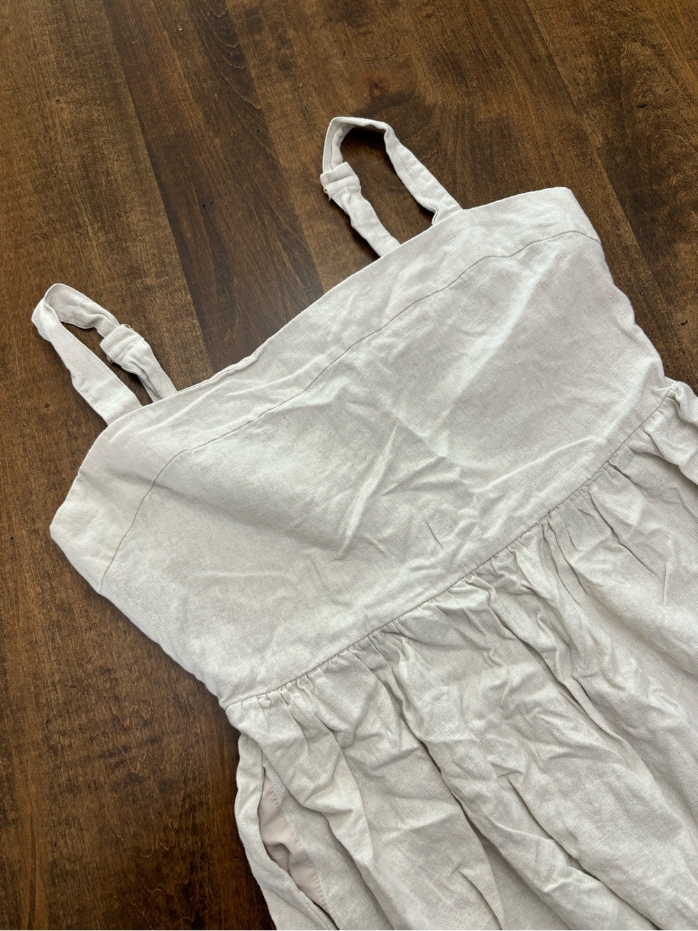 Dalia Linen Blend Midi Dress Large NWOT Neutral Beige Cottagecore Minimalist - Picture 10 of 14